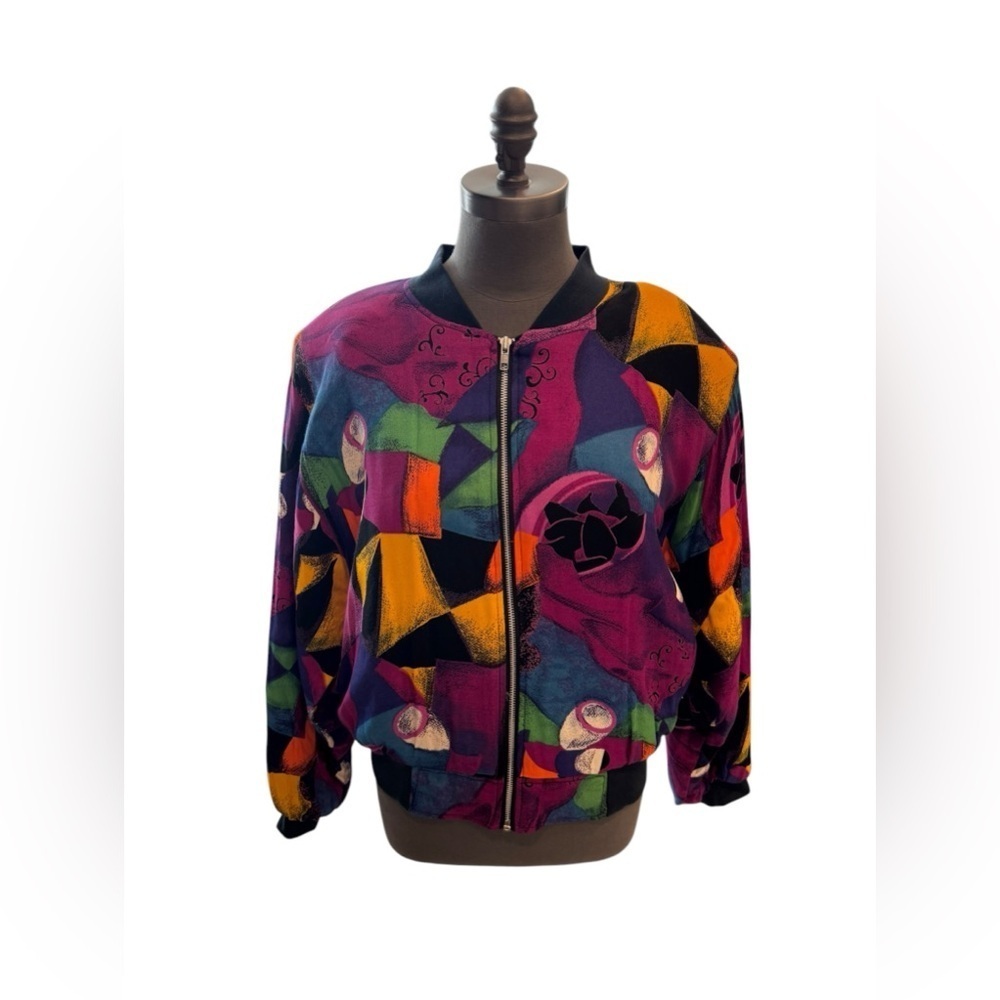 Vintage MA Studio Multicolored Print Zippered Jacket Large